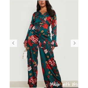 NWT Green Floral Jumpsuit